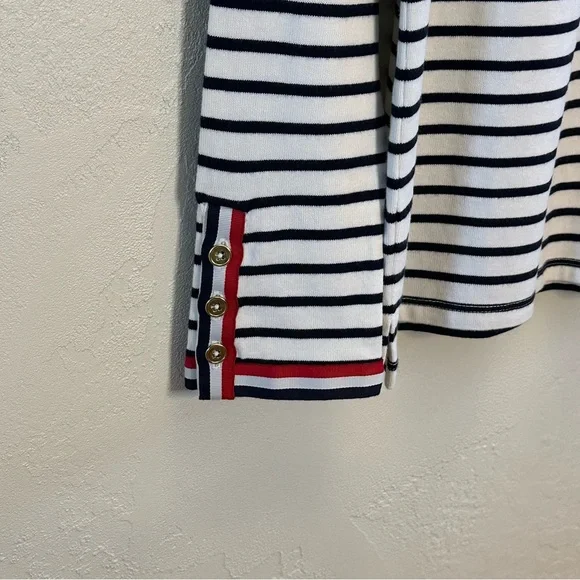 Talbots Classic Navy and White Breton Striped Long Sleeve Top - Picture 3 of 6
